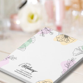 Modern Elegant Rosa Guld Grönt Blommigt Line Art Anteckningsblock