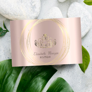 Modern Elegant Rosa Guld, Guldcirklar Krona Visitkort