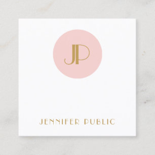 Modern Elegant Rosa Guld Monogram Mall Fyrkantigt Visitkort