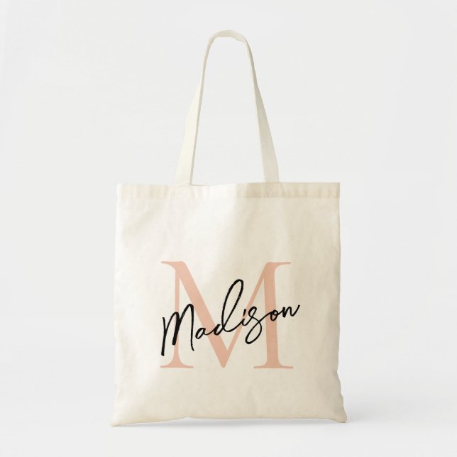 Modern Elegant Rosa Guld Personlig Monogram Tygkasse (Framsidan)