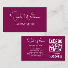 Modern Elegant Rosa Guld QR-kod Sociala Medier Skr Visitkort