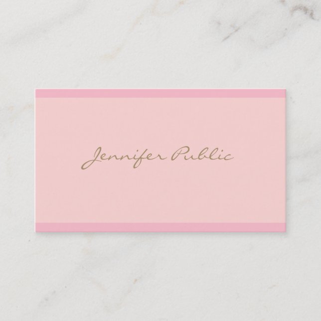 Modern Elegant Rosa Guld Script Professionell Plai Visitkort (Framsida)