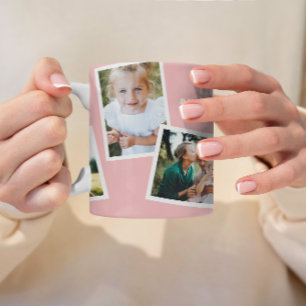 Modern elegant rosa i flera fotofamiljer girigt kaffemugg