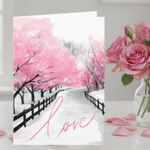 Modern Elegant Rosa Kärlek Skrift Glad årsdag Kort