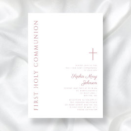 Modern Elegant Rosa Kor Girl First Communion Inbjudningar