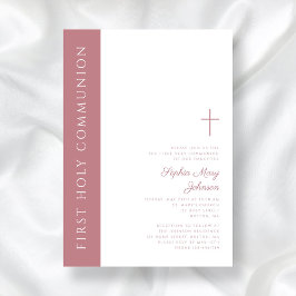 Modern Elegant Rosa Kor Girl First Communion Inbjudningar