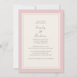 Modern Elegant Rosa Kräm Bröllopsinbjudan Inbjudningar