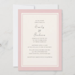 Modern Elegant Rosa Kräm Bröllopsinbjudan Inbjudningar