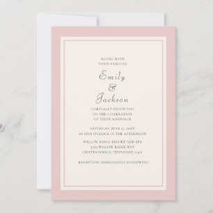 Modern Elegant Rosa Kräm Bröllopsinbjudan Inbjudningar