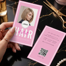 Modern Elegant Rosa Logotyp QR-kod Frisör