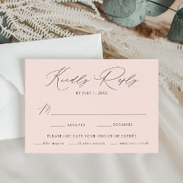 Modern Elegant Rosa Måltidsval Bröllop OSA Kort