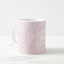 Modern Elegant Rosa Marble Anpassningsbar Monogram Kaffemugg