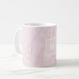 Modern Elegant Rosa Marble Anpassningsbar Monogram Kaffemugg