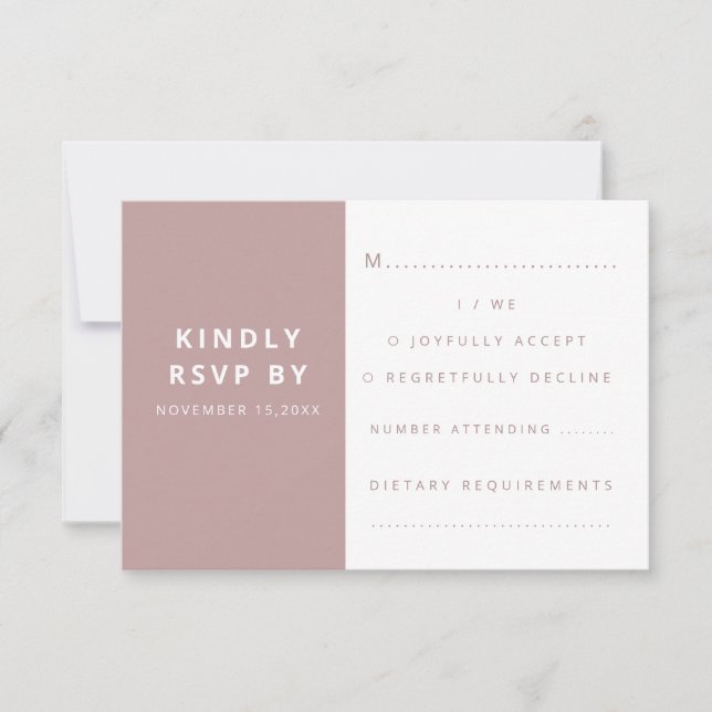 Modern Elegant  Rosa - minimalistiskt Bröllop OSA Kort (Framsida)