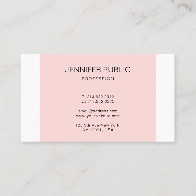 Modern Elegant  Rosa - minimalistiskt slöjlyx Visitkort (Framsida)