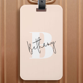 Modern Elegant Rosa Monogram Bagagebricka