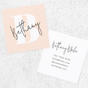 Modern Elegant Rosa Monogram Fyrkantigt Visitkort