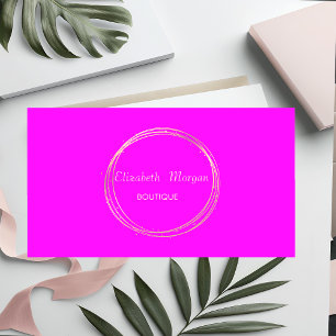 Modern Elegant Rosa Neon Guld Cirkel Visitkort