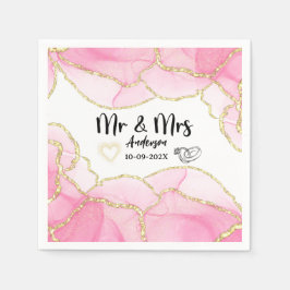Modern Elegant Rosa och Guld Mr och Bröllop Pappersservett