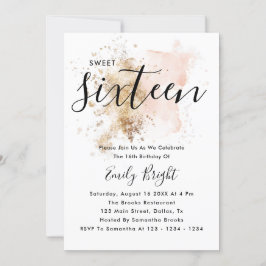 Modern Elegant Rosa och Guld Skriptapp 16 Inbjudningar