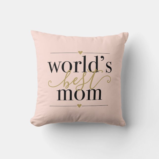 Modern Elegant  Rosa och Guld Världen bästa Mamma Kudde (Framsida)