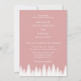 Modern Elegant Rosa och Vita vinterbröllop Inbjudningar