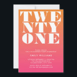 Modern Elegant Rosa Orange - fetstil Inbjudningar<br><div class="desc">Modern 21:a födelsedagsinbjudan med elegant med fet typografi och minimal design.</div>