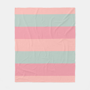 Modern Elegant Rosa Peach Teal Stripe-mall Fleecefilt