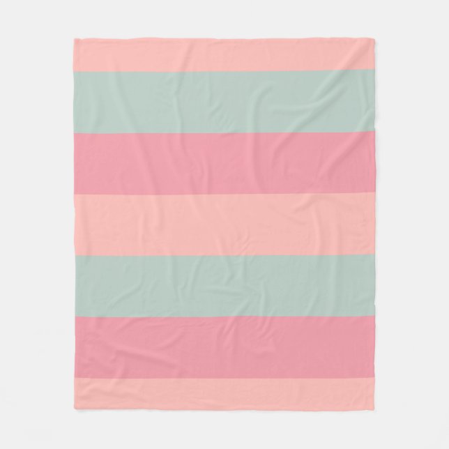 Modern Elegant Rosa Peach Teal Stripe-mall Fleecefilt (Framsidan)