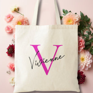Modern Elegant Rosa Personlig Monogram Tygkasse