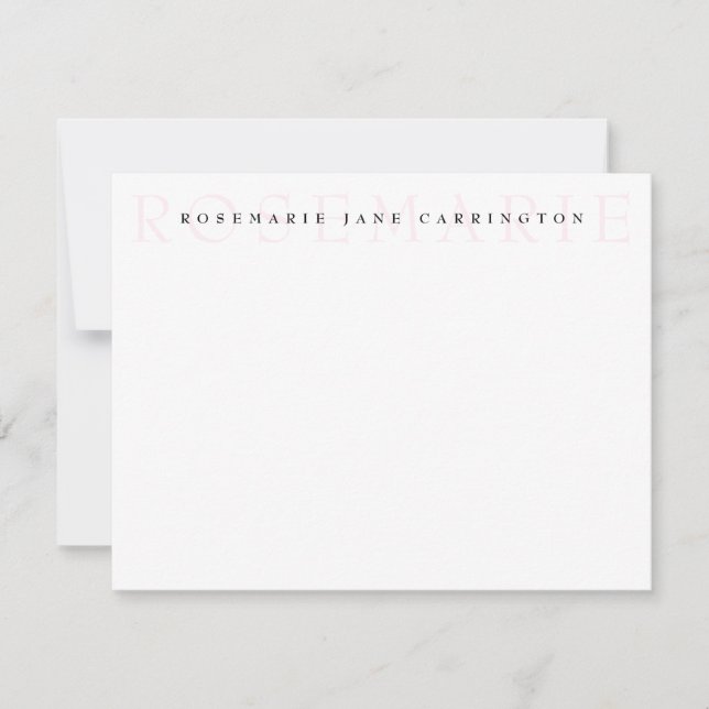 Modern Elegant  Rosa Personlig Stationery Anteckningskort (Framsida)