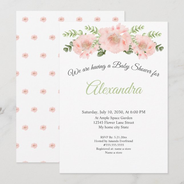 Modern Elegant Rosa Poppy blommigt studenten Annou Meddelande (Fram/baksida)