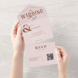 Modern Elegant Rosa QR-kod Bröllop