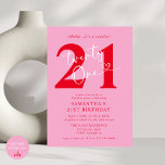 Modern Elegant Rosa Red 21:a födelsedagen Party Inbjudningar<br><div class="desc">Fira i stil med vår moderna Elegant Rosa och Röda 21:a födelsedagspartiets inbjudan! Med en fetstilt blandning av rosa och röda nyanser anger den här inbjudan till chic perfekten för ett sofistikerat och roligt-fyllt firande. Elegantens typografi och snyggtens accenttecken gör det till ett öga-sätt att fånga dina gäster till inbjudan...</div>