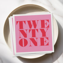 Modern Elegant Rosa Red Bold 21:a födelsedag