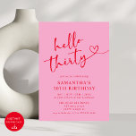 Modern Elegant Rosa Red Hej Party Inbjudningar<br><div class="desc">Fira din milstolpe med stil genom att använda vår Modern Elegant Rosa och Röda Hej 30års födelsedag Party Investigation! Den här chicen och den sofistikerade designen har en livfull blandning av rosa och rött nyanser och är perfekt för upphetsningen av att vrida 30. Med elegant typografi och moderna accenter anger...</div>