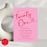 Modern Elegant Rosa Röd 21-års Födelsedagsfest Inbjudningar<br><div class="desc">Fira med stil med vår moderna eleganta rosa och röda 21-årsfestinbjudan! Med en djärv blandning av rosa och röda nyanser sätter denna trendiga inbjudan den perfekta tonen för en sofistikerad och rolig fest. Elegant typografi och stilrena accenter gör det till ett iögonfallande sätt att inbjuda dina gäster till din milstolpsfest....</div>