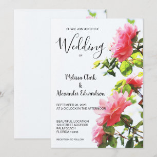 Modern elegant rosa ros bröllopsinbjudan spara datumet