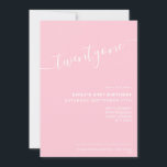 Modern Elegant Rosa Script 21:a födelsedag Inbjudningar<br><div class="desc">Modern rosa för kvinnor,  21:a födelsedagsinbjudan. Mall för minimalistisk 21-årsinbjudan med kalligrafi av elegantens handskrivna skriptteckensnitt.</div>