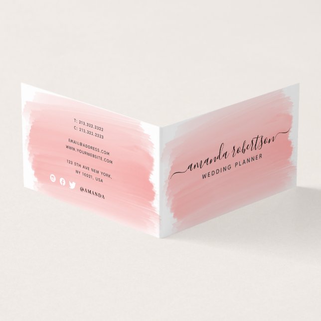 Modern Elegant Rosa Signaturtypografi Visitkort (Utsida)