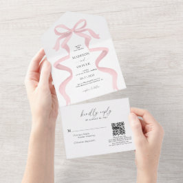 Modern Elegant Rosa Slinga Monogram Bröllop