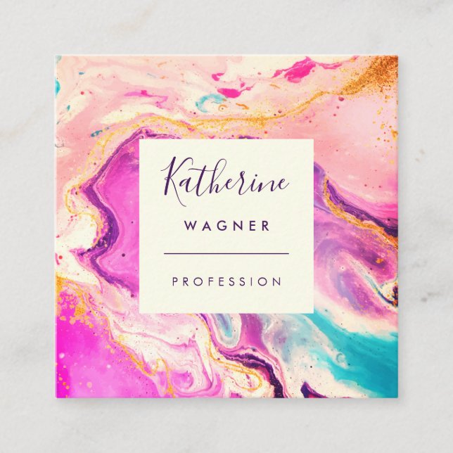 Modern Elegant Rosa Swirl-Professionell Fyrkantigt Visitkort (Framsida)