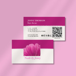Modern Elegant Rosa White Blommigt Nail Salon Visitkort