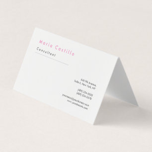 Modern Elegant Rosa White Minimalist Plain Visitkort