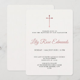 Modern Elegant Rose Gold & Blk Baptism  Inbjudningar
