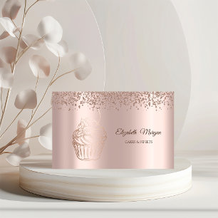 Modern Elegant Rose Gold Cupcake, Godis, Bageri Visitkort