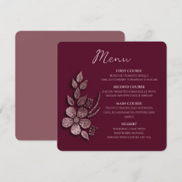 Modern Elegant Rose Gold Glitter Floral & Burgundy Meny