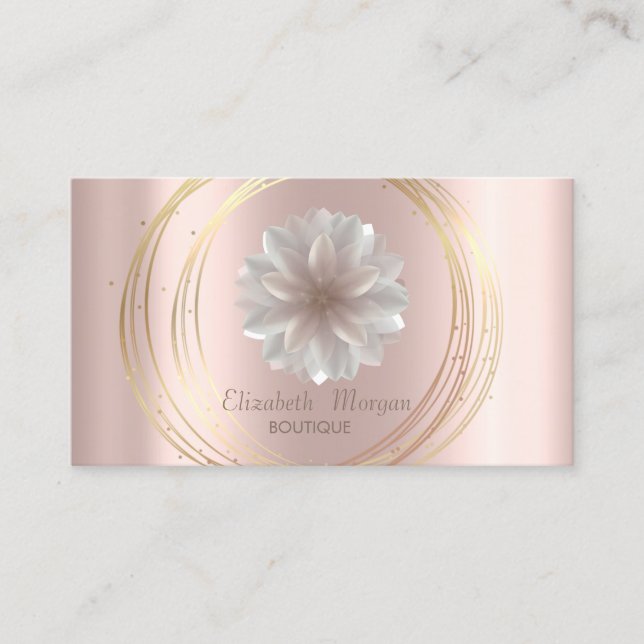 Modern Elegant Roséguld, Cirklar Lotus Visitkort (Framsida)