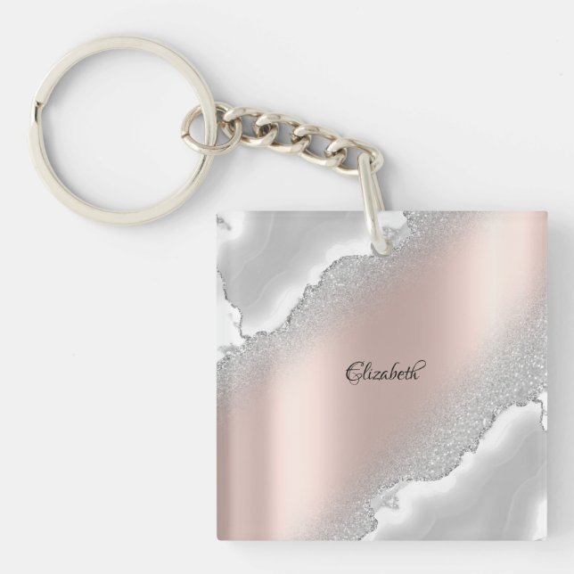 Modern Elegant Roséguld Glitter Silvermarmor (Framsidan)