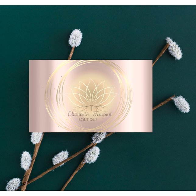 Modern Elegant Roséguld, Guld Cirklar Lotus Visitkort (Skapare uppladdad)